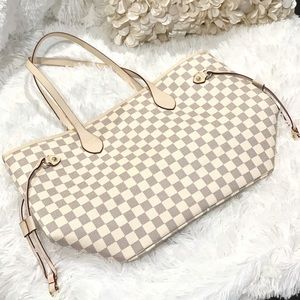 Cream Checkered Tote